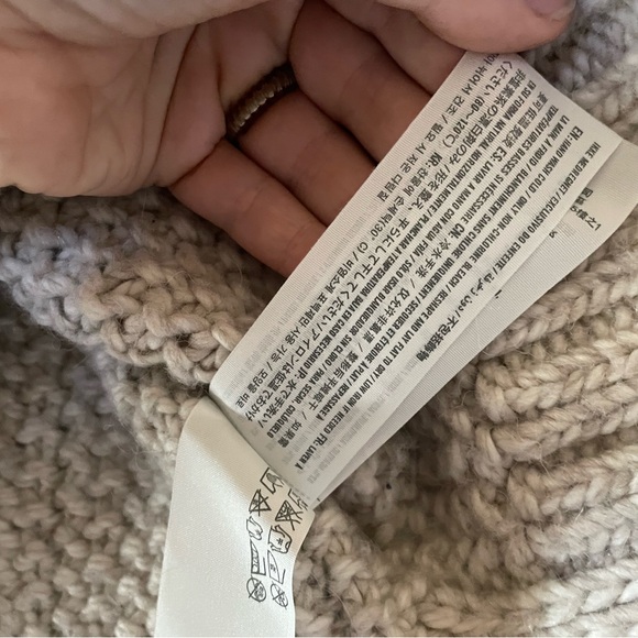 Abercrombie Wool + Alpaca Cream Heavy Chunky Knit Sweater Cowl Turtleneck Sz L - Picture 2 of 5